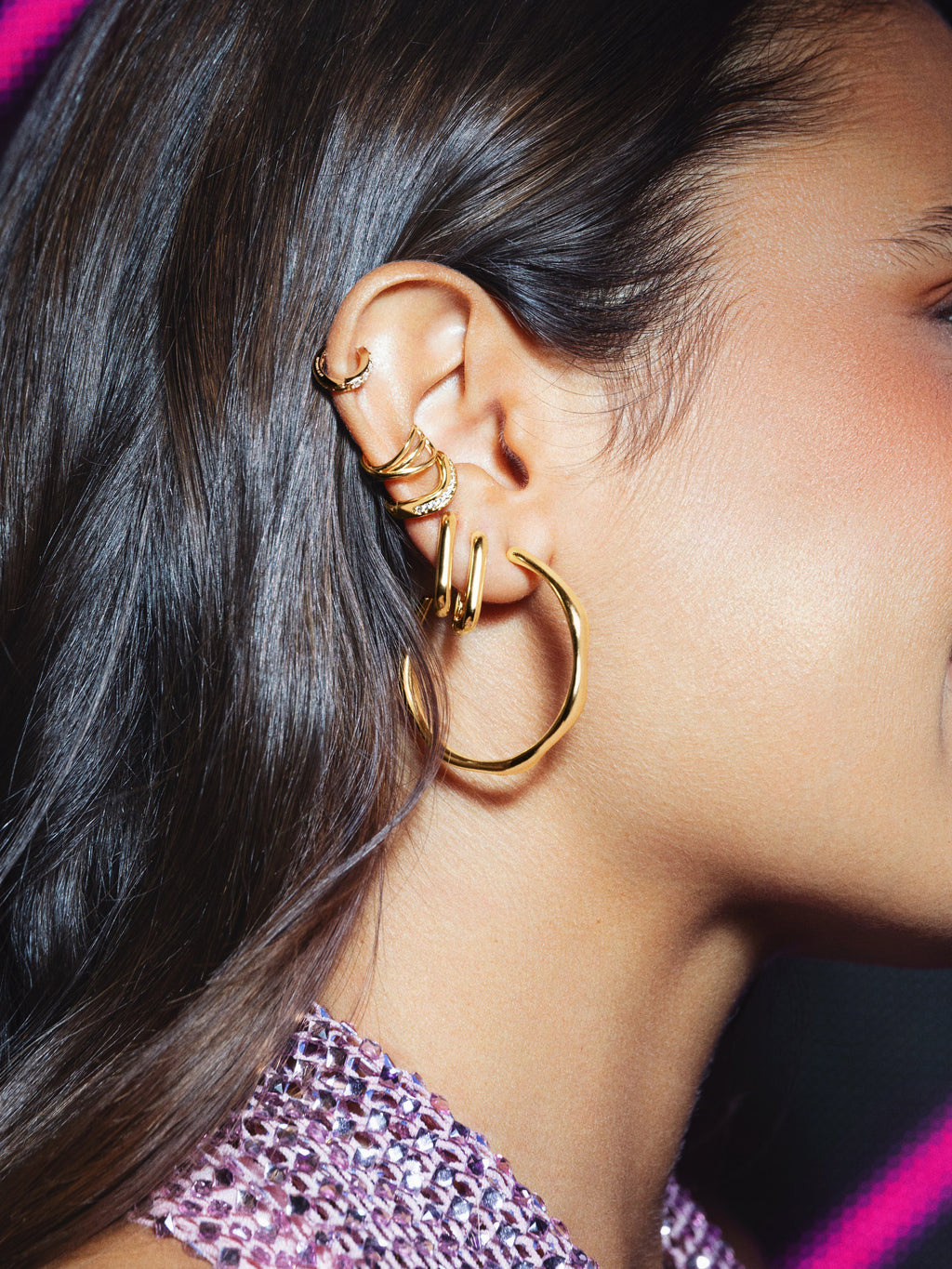 Pendientes Aro Bamboo Baño Oro