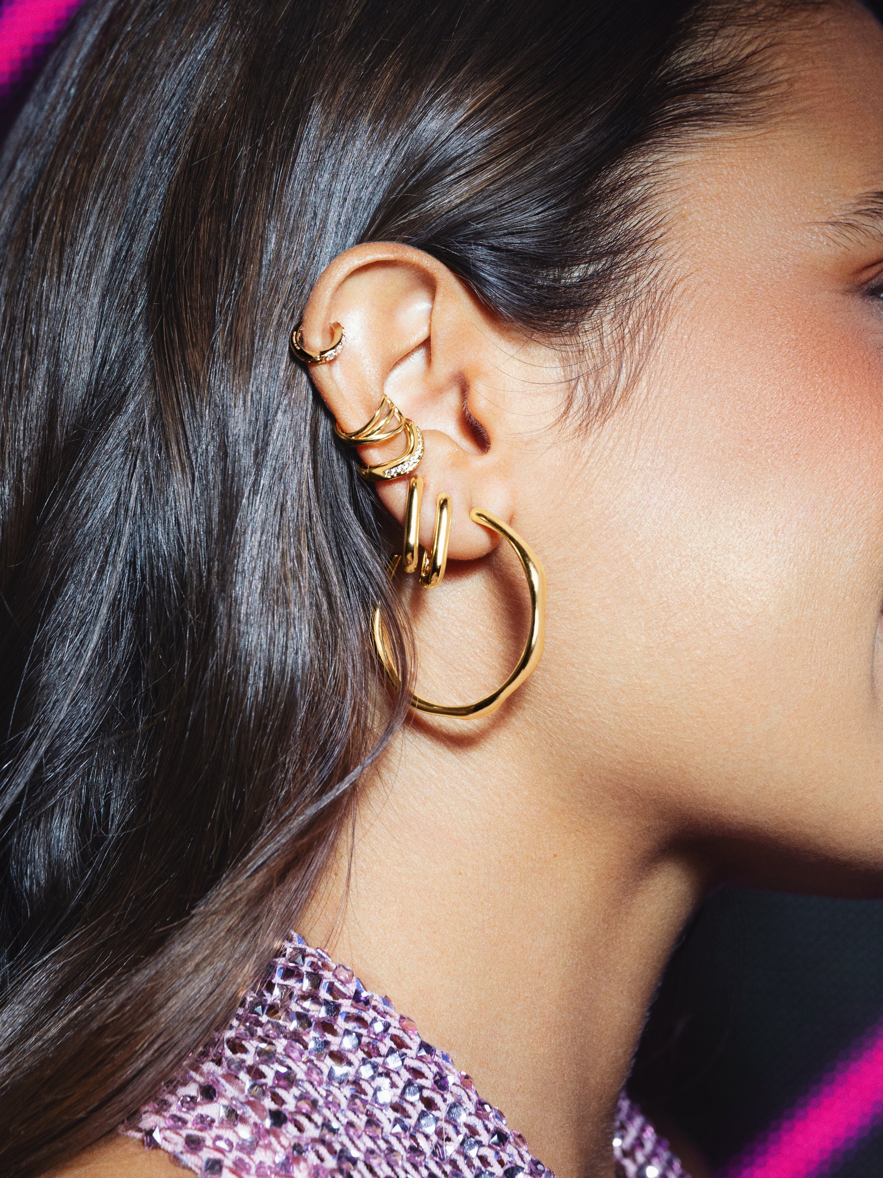 Pendientes Aro Bamboo Baño Oro